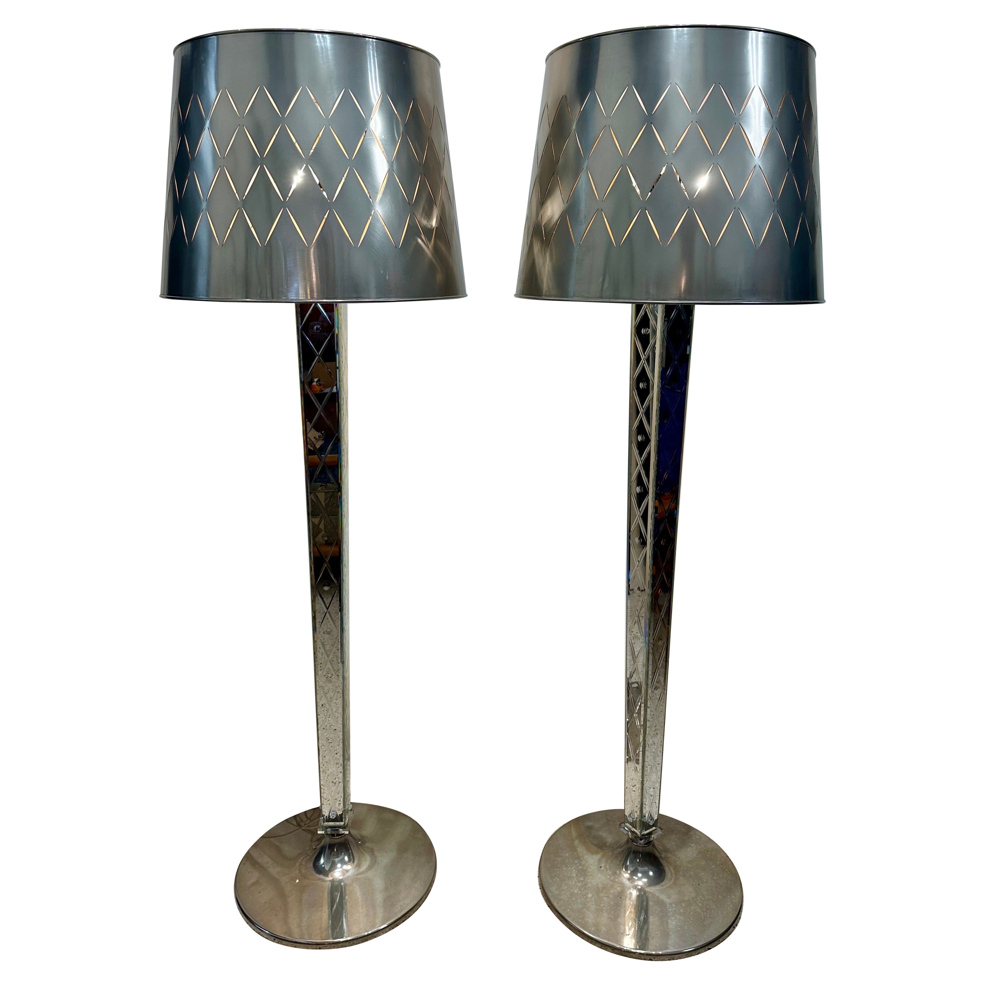RARE Pair of Philippe Starck Mirror Floor-Lamps - Delano Hotel South Beach For Sale