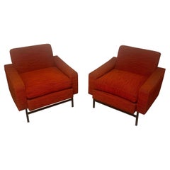 Pair of 1960s iron and fabric armchairs