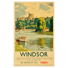 Original Used Travel Poster Windsor See Britain By Train British Railways