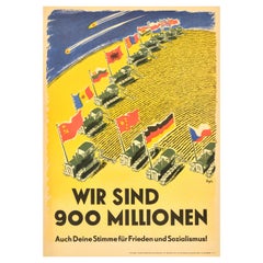 Affiche de propagande vintage originale, Vote Peace And Socialism, Allemagne de l'Est, DDR
