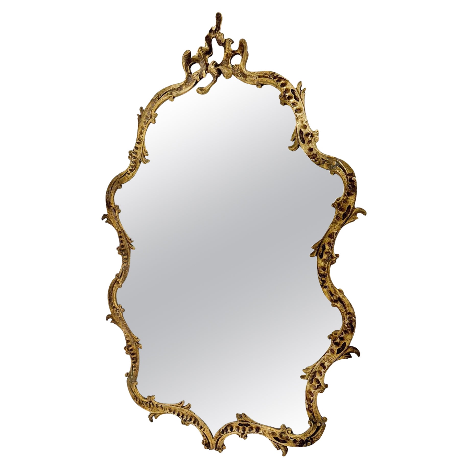 Antique Brass French Wall Mirror For Sale