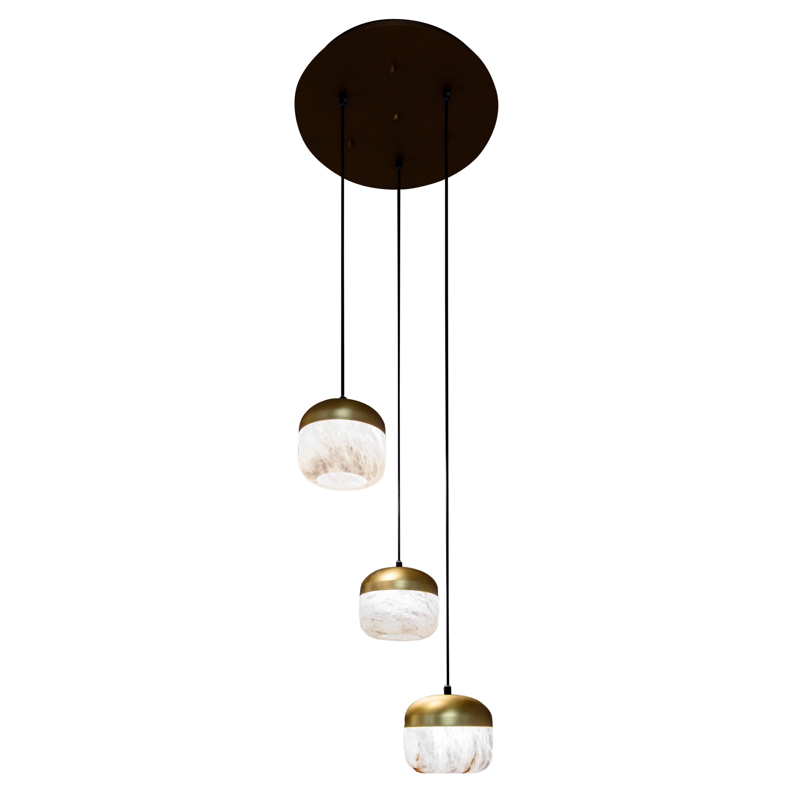 Copper 3 Pendant Lamp by United Alabaster For Sale