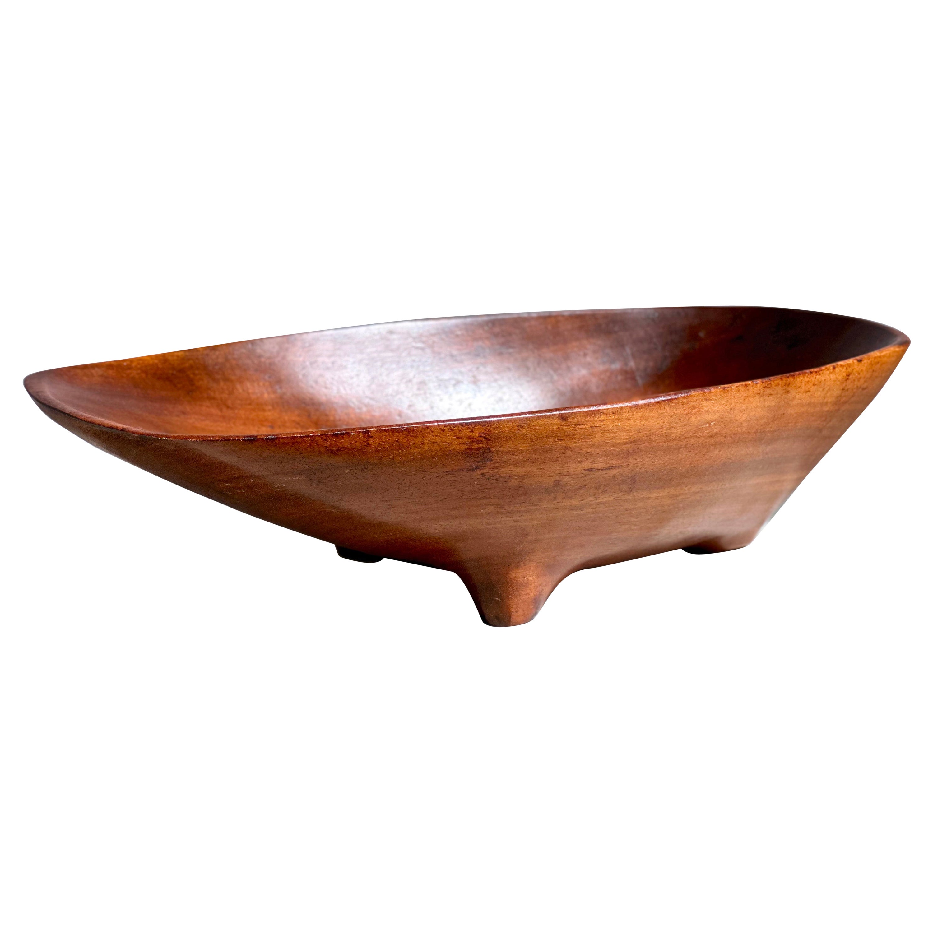 Rare Emil Milan Tri-Footed Long Bowl in Bissilon, Honduras, c. 1964 For Sale