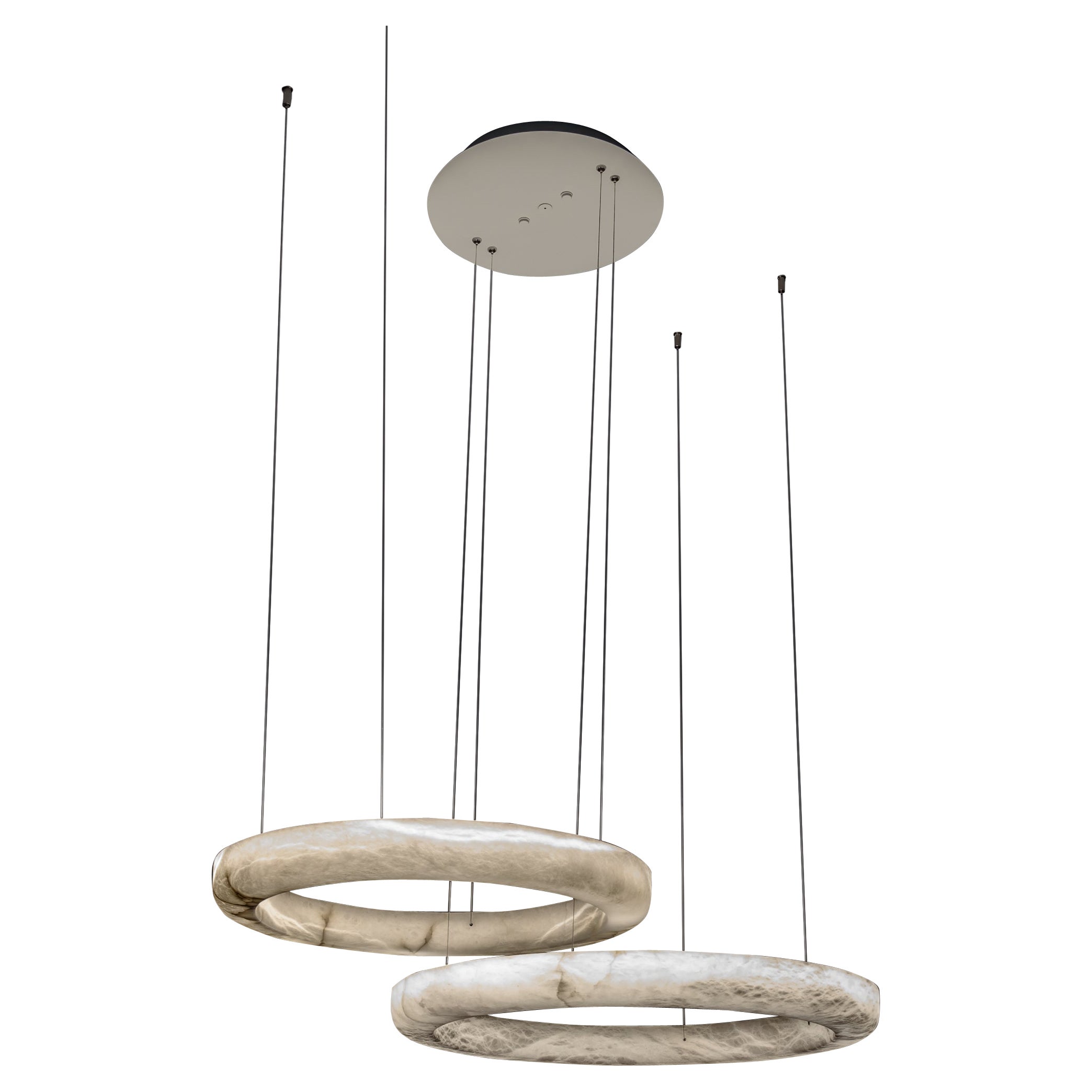 Set of 2 Halos Pendant Lamps by United Alabaster For Sale