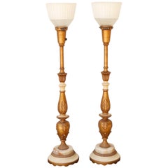 Antique Rembrandt Torchiere Table Lamps - a Pair