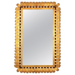 Miroir rectangulaire espagnol Sunburst en métal doré, Hollywood Regency