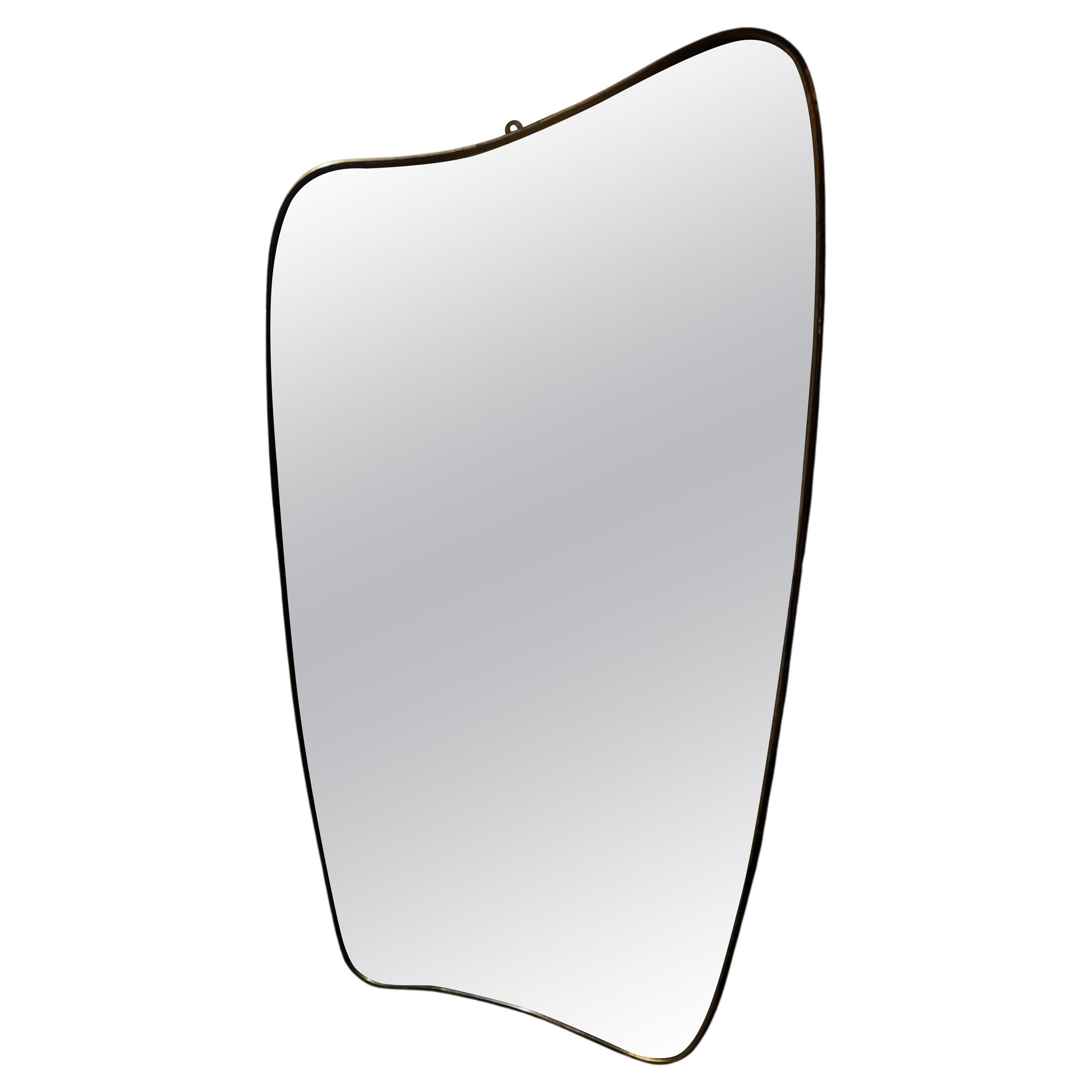 Brass Italian Mirror In The Manner of Gio Ponti - Circa 1950s For Sale