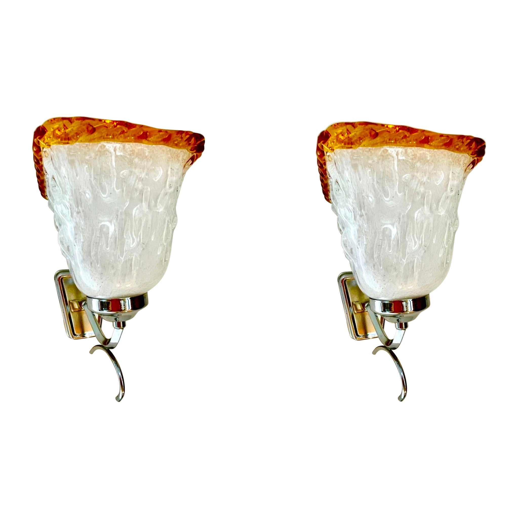 Mazzega Wall Lighting PAIR Glass Murano , Italy 1970 For Sale