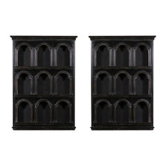 Pair of Small Curiosity Wall Units or Small Bookcases, 20th Century.