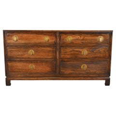 Vintage Davis Cabinet Company Mid-Century Hollywood Regency Chinoiserie Oak Dresser 