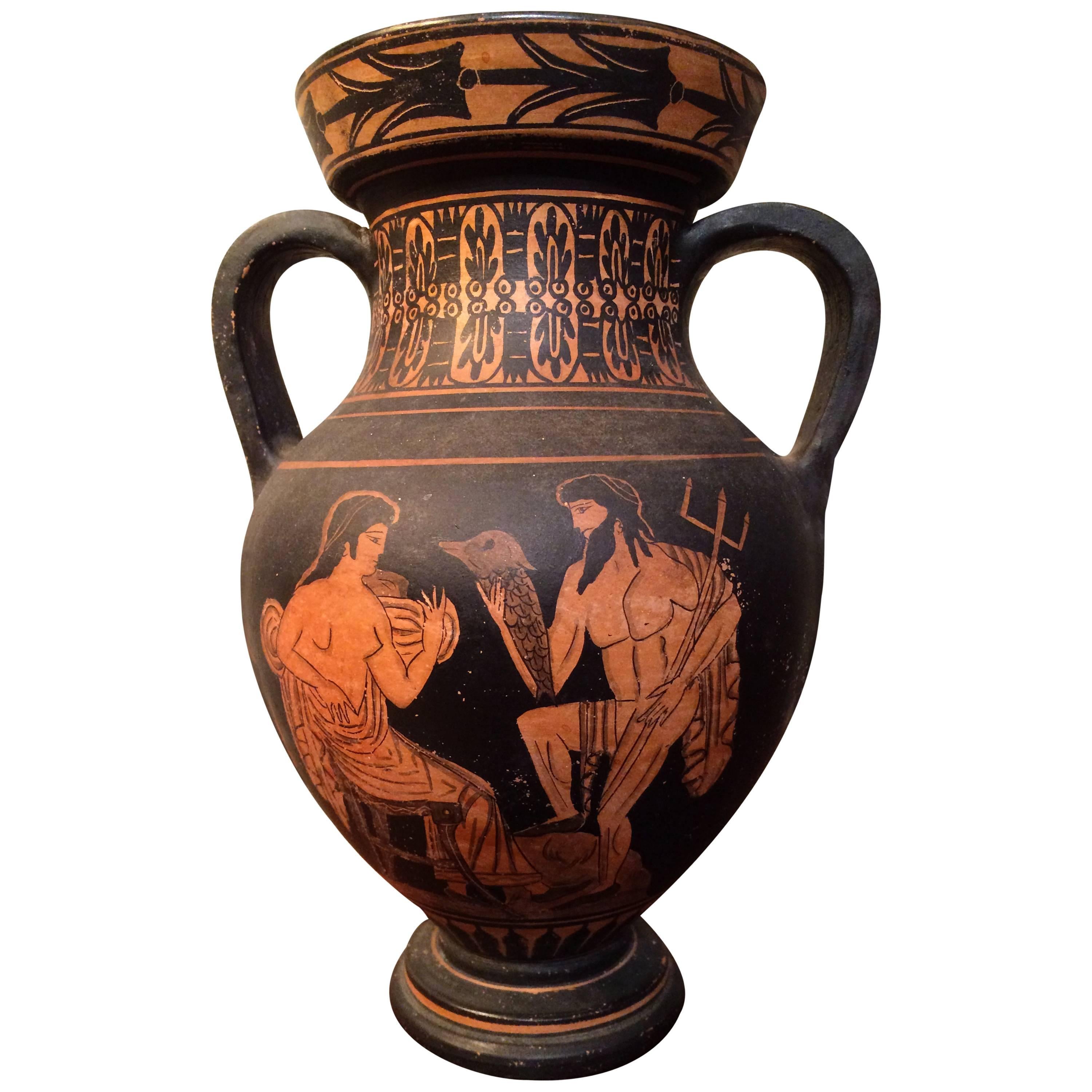 Classical Style Greek Vase with Neptune
