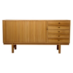 Swedish Modern Low Sideboard, Retro Pine Scandinavian Design 