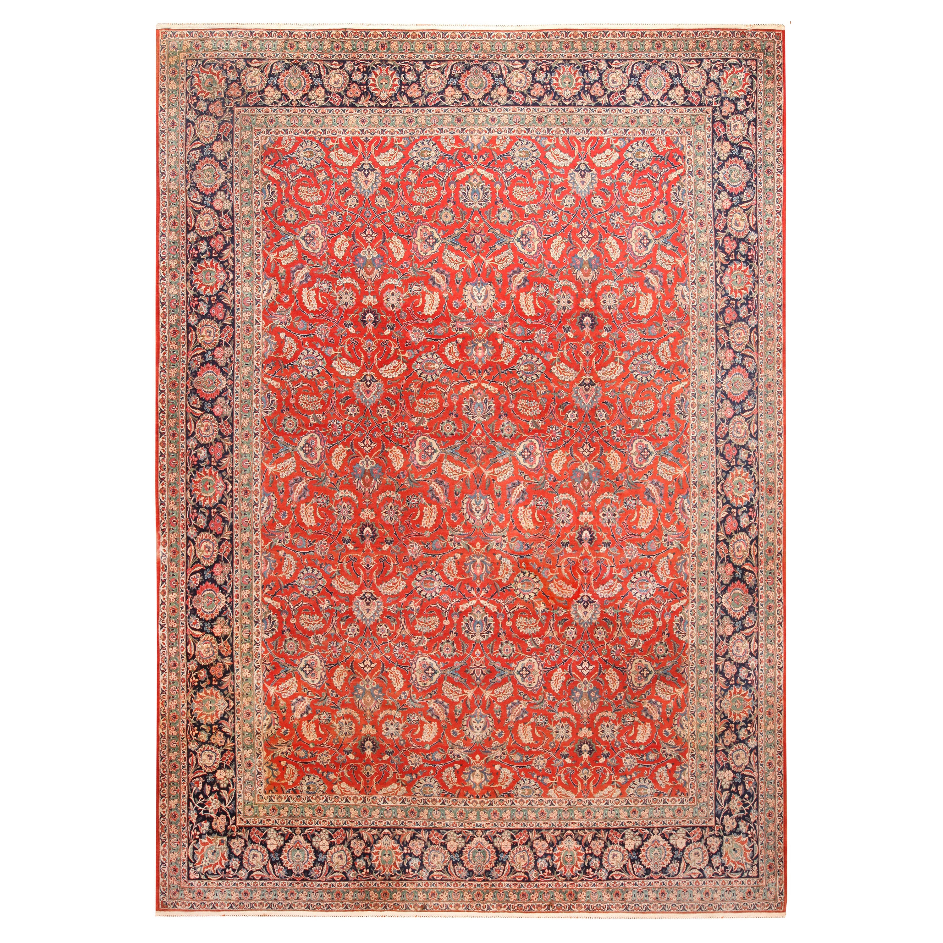 Grand tapis persan Kashan Dabir ancien de 12' x 17' en vente