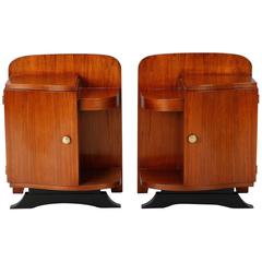 Pair of Art Deco Side Cabinets with Ebonized Base