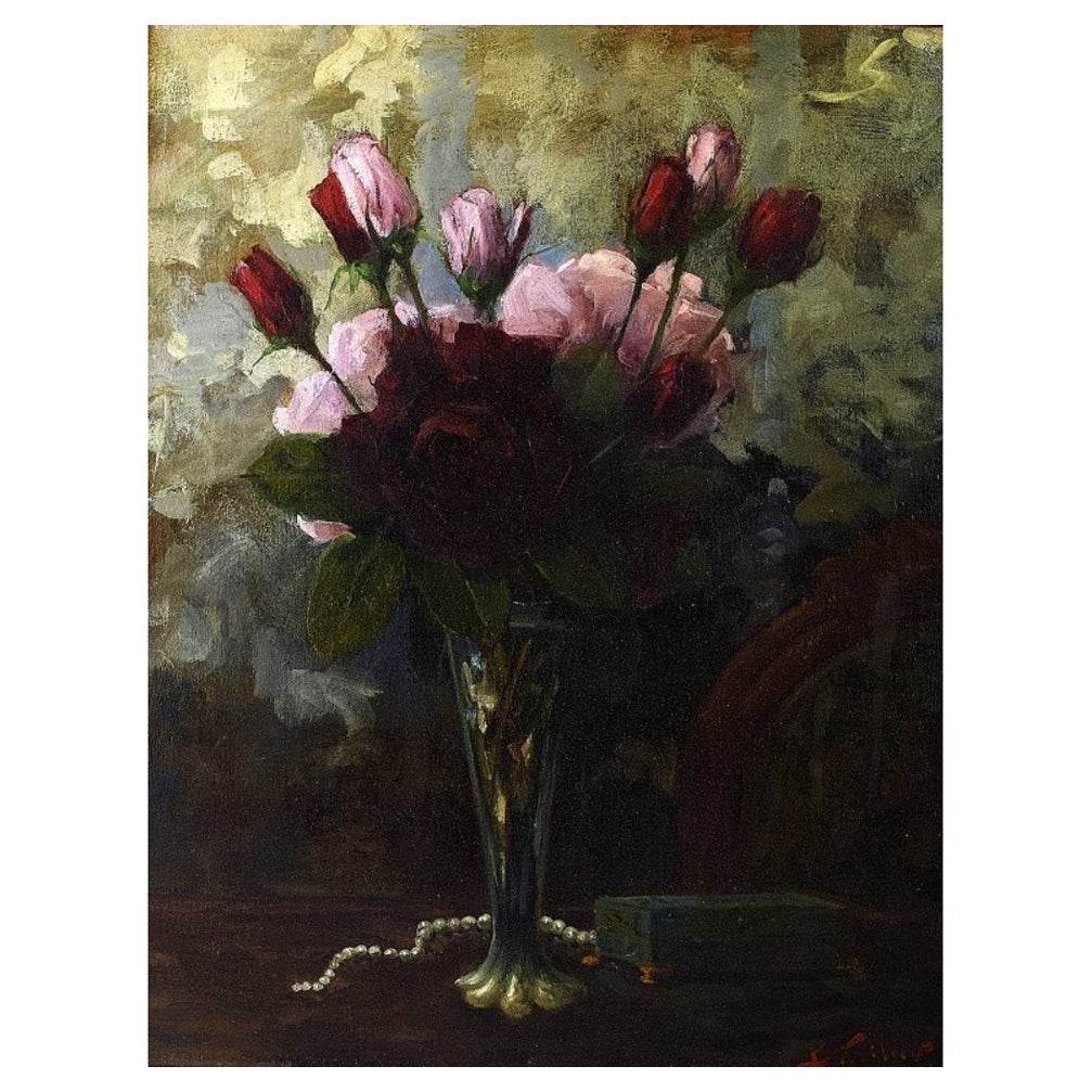Boris KRILOV, russischer Künstler. Stilleben mit Blumen. Öl auf Leinwand. im Angebot