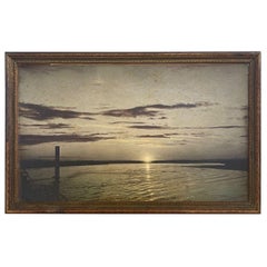 Retro Framed Tinted Photograph of Beach Landscape.