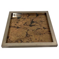 Vintage Chrome Cork Tray attributed to Romeo Rega 