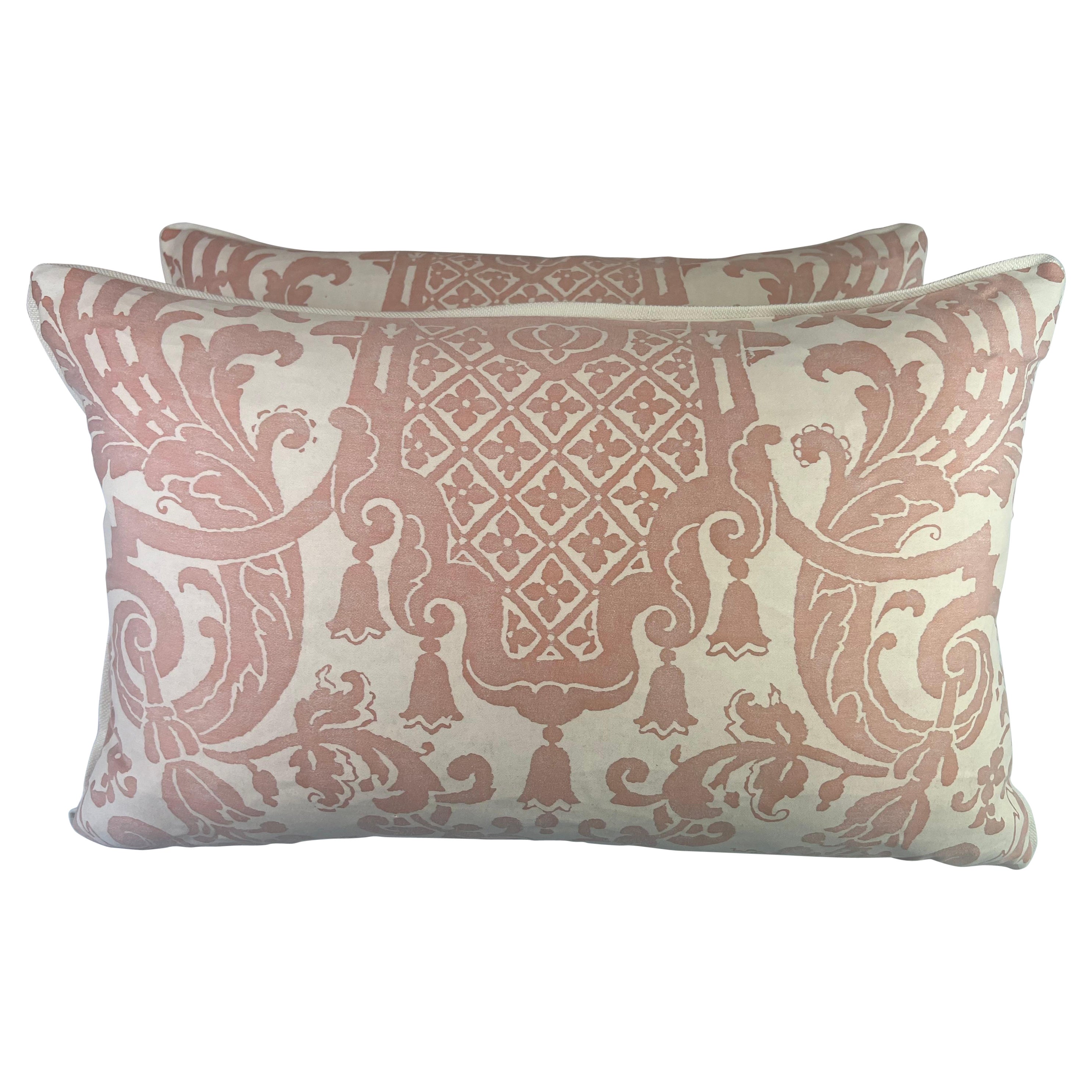 Pair of Carnavalet Patterned Fortuny Pillows For Sale