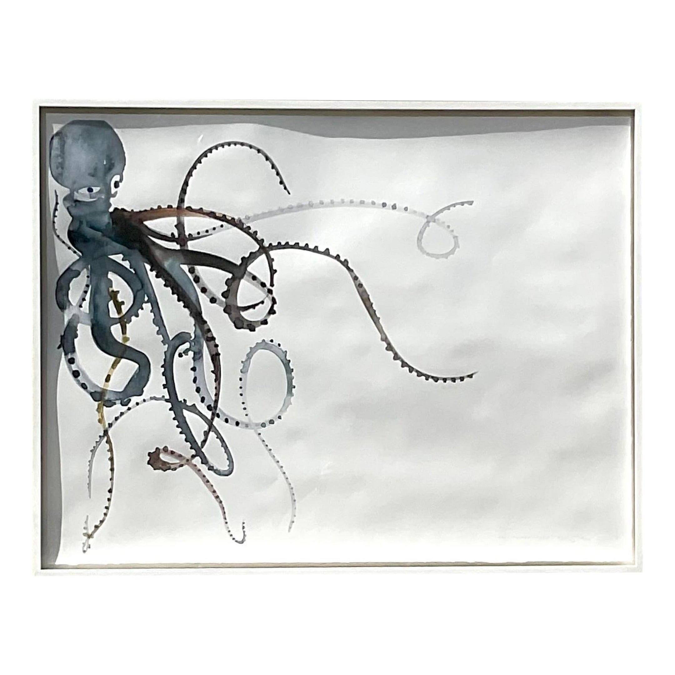 Abstrakter Original Spitzendruck auf Papier von Octopus, Vintage im Angebot