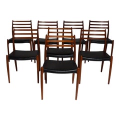 Ensemble de 8 chaises de salle à manger danoises par Neils O. Møller, modèle 78 en teck, milieu de siècle