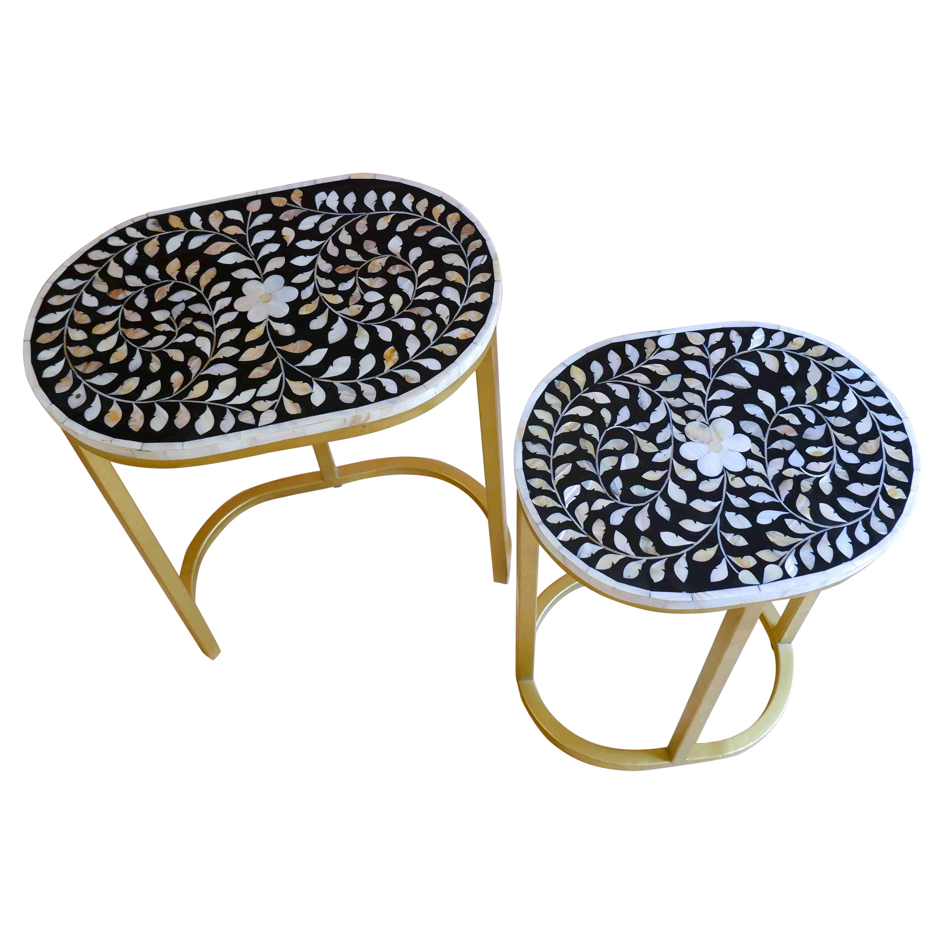 Coil Mother of Pearl Inlay Nesting Tables For Sale