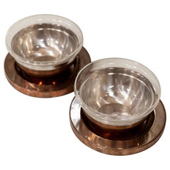 Midcentury copper and Barovier glass bowls designed by Gabriella Crespi, Italy 