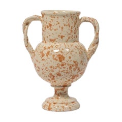 Vase Splatter inspiré d'une urne grise, brun clair et ivoire