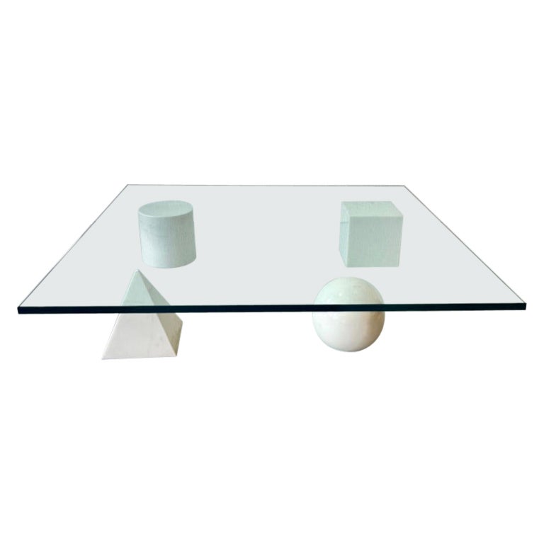 Vintage White Carrara Marble Metafora Coffee Table by Lella & Massimo Vignelli  For Sale