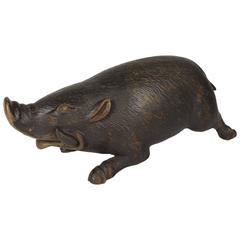 19th Century Black Forest Carved Figure of a Pig
