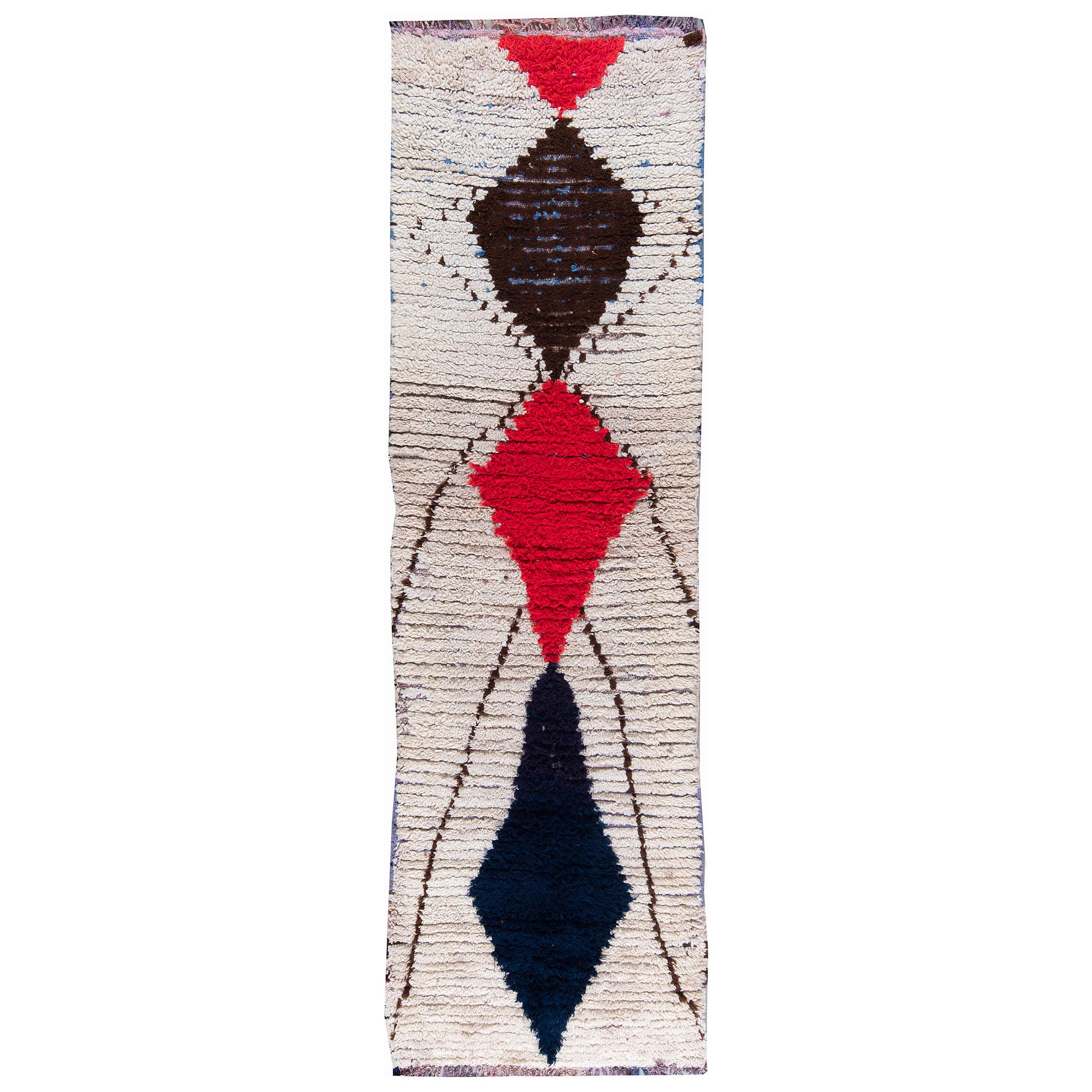 Vintage Tribal Moroccan Handmade Wool Rug For Sale