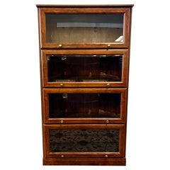 Retro Barrister Bookcase in Oak Finish Lawyer Cabinet Library