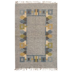 Vintage Midcentury Swedish Flat-Weave Rug Signed 'JR'