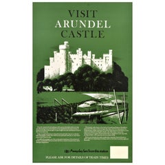 Affiche vintage originale de voyage en train Arundel Castle British Rail Reginald Lander