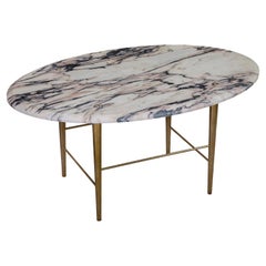 Stud Coffee Table in Vulcanatta Marble and Polished Brass — Medium