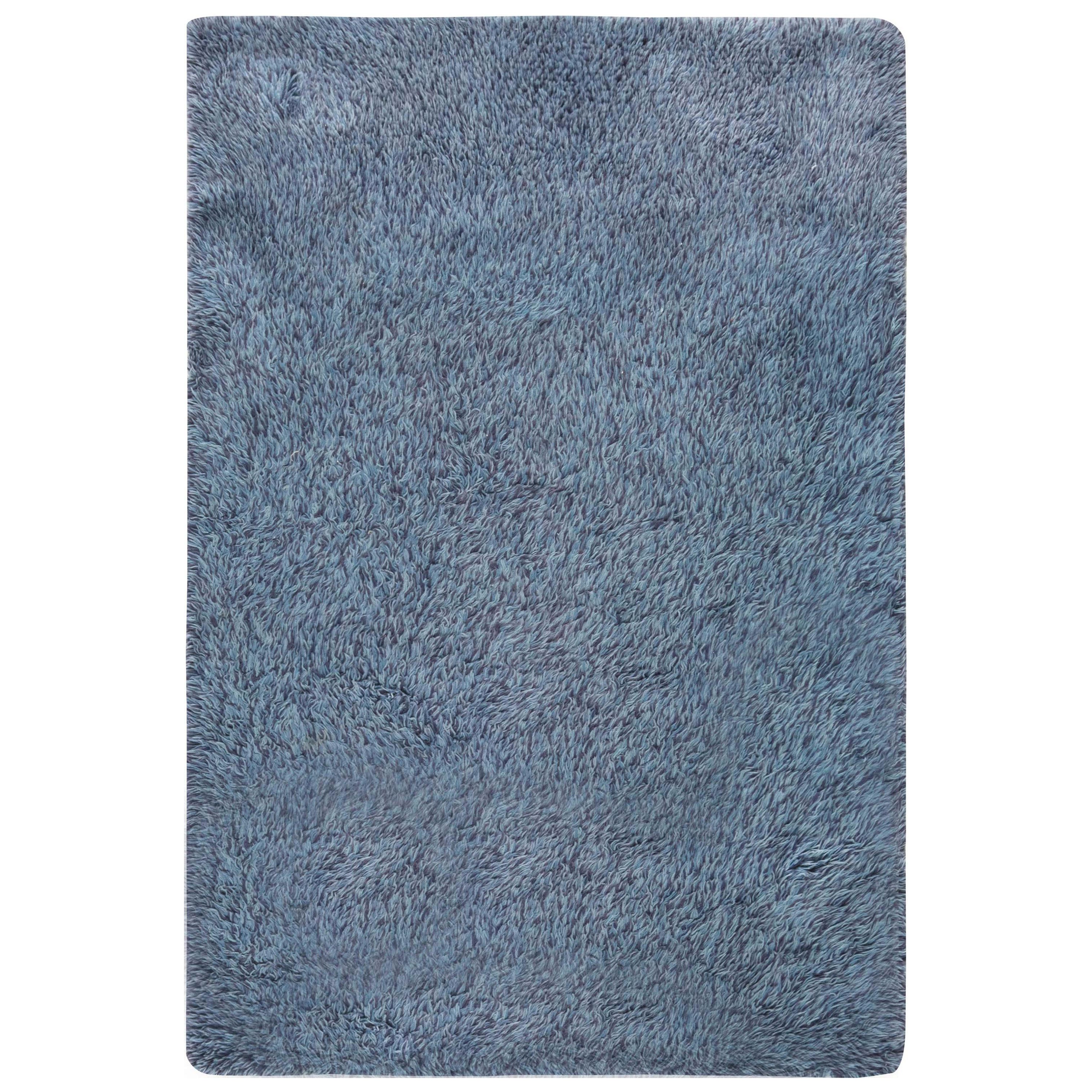Schwedischer Rya-Teppich Blau aus der Jahrhundertmitte im Angebot