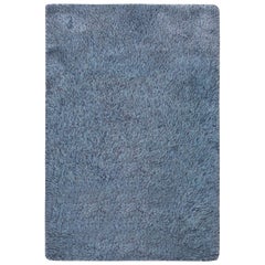 Schwedischer Rya-Teppich Blau aus der Jahrhundertmitte