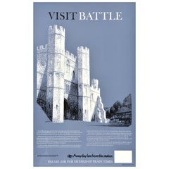 Original Retro Train Travel Poster Battle Abbey Hastings British Rail Lander