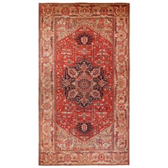 Tapis persan ancien Heriz Serapi surdimensionné rouge 15'4" x 26'8"