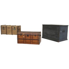 Collection of Three Trans-Atlantic Ocean Liner Travel Trunks