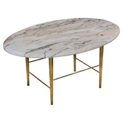 Table basse Stud en marbre Rosso et laiton poli - Large