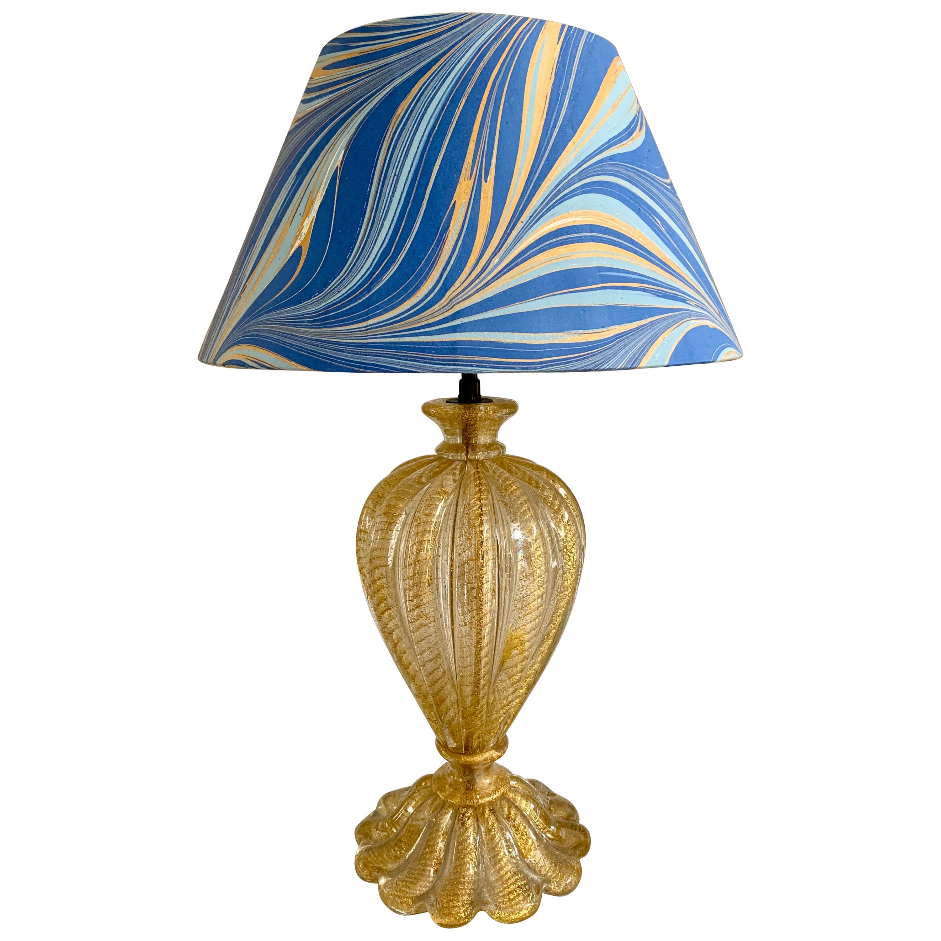 Barovier & Toso - Murano-Tischlampe aus Goldstaubglas, 1950er Jahre