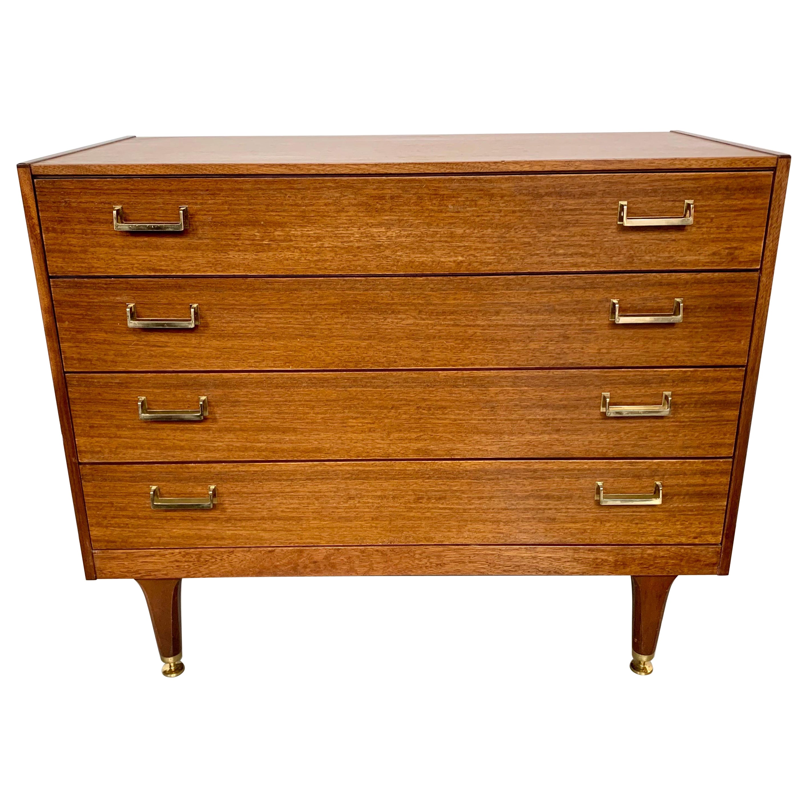 Mid Modern Century Commode Chest of Drawers Teak Wood For Sale