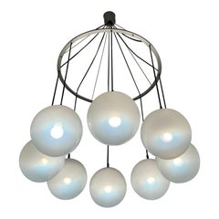 Used Large 8 globe morning dew chandelier by Raak, Netherlands 1970s