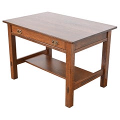 Stickley Antique Mission Oak Arts & Crafts Desk or Library Table, Refinished