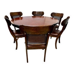 Used Ralph Lauren Henredon Round Dining Room set Table & Six Matching Leather Chairs