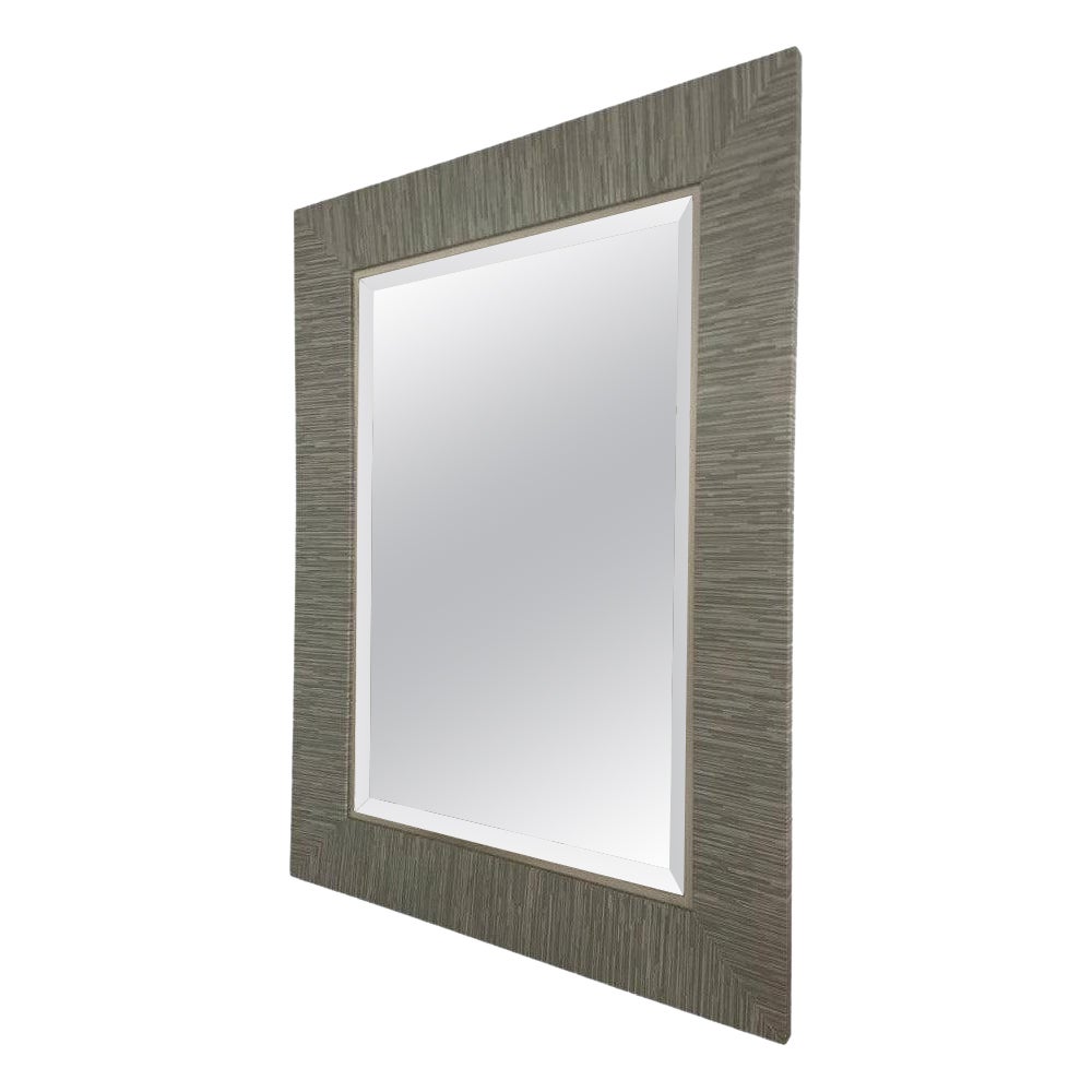 Specchio da parete avvolto con texture blu-verde-grigio-argento in vendita