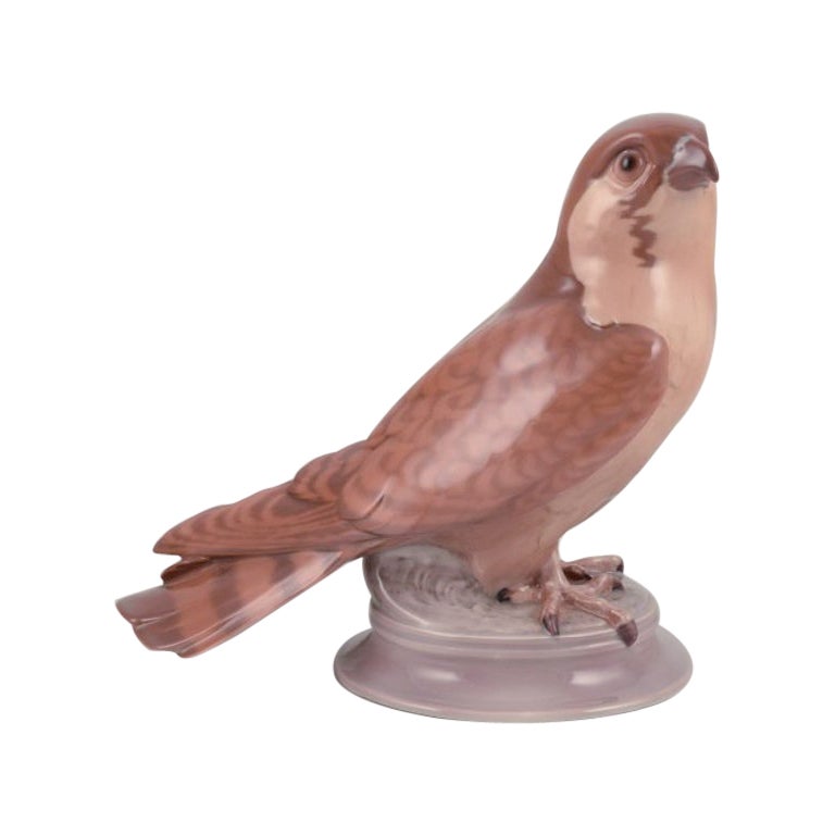 Dahl Jensen pour Bing & Grøndahl. Figurine en porcelaine représentant un faucon crécerelle.
