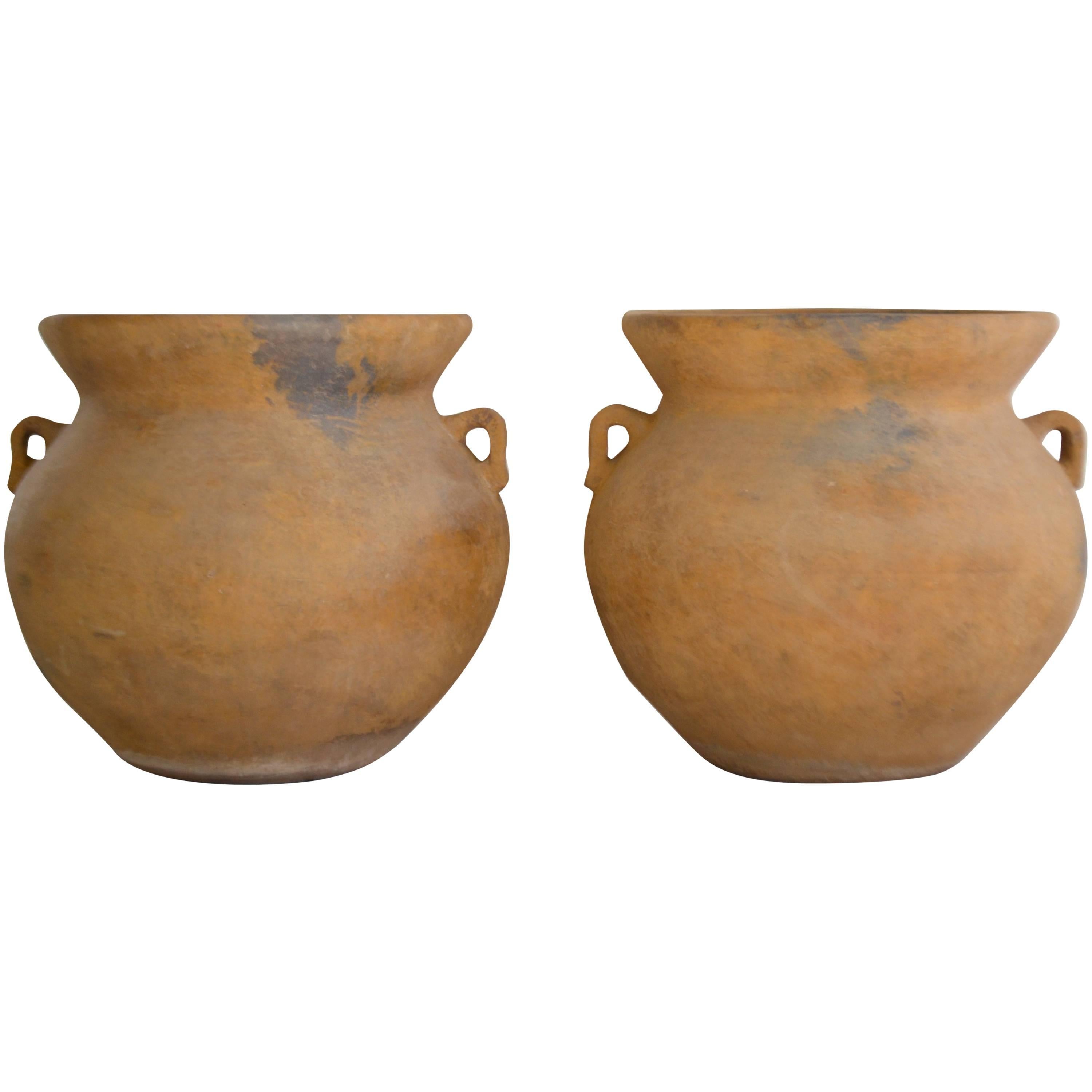 Pair of Monumental Italian Terracotta Urn Form Garden Planters