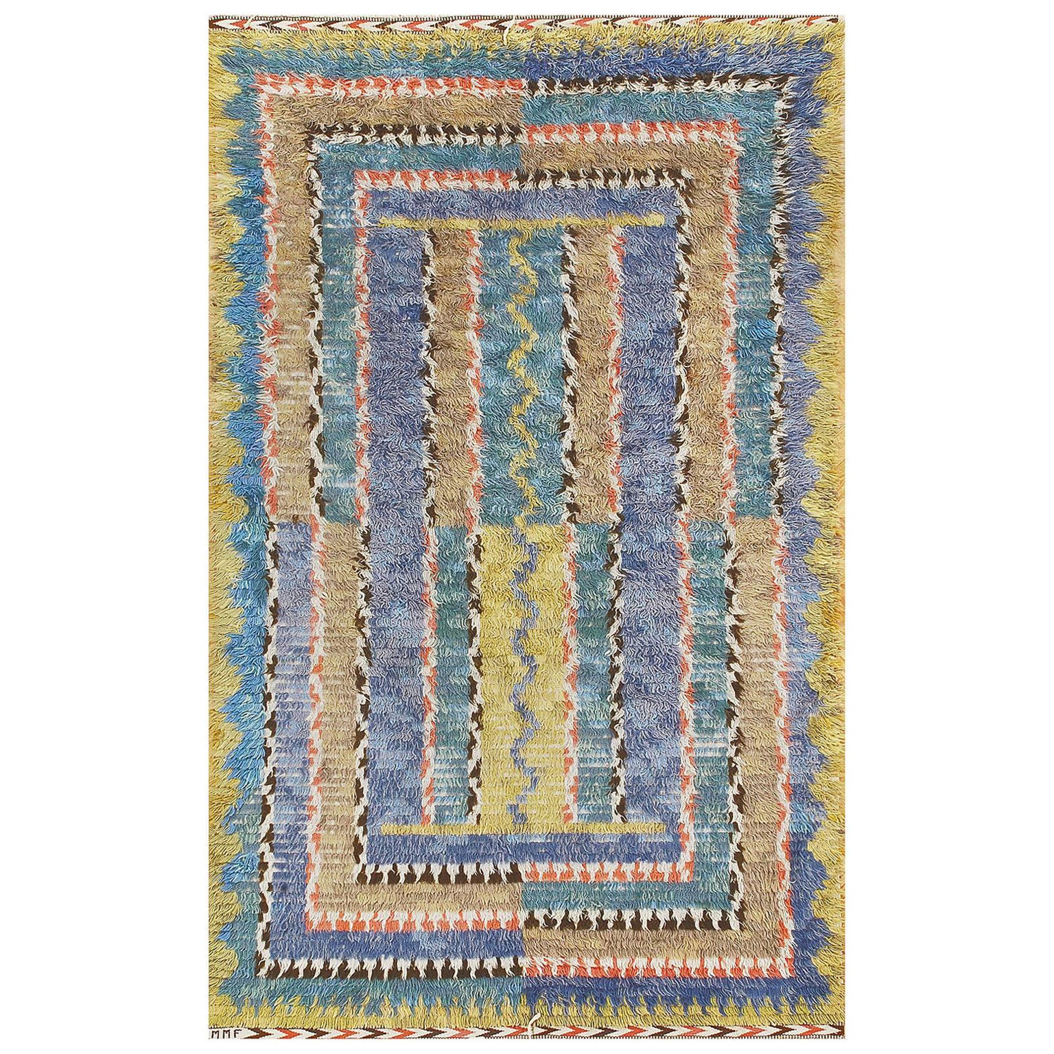 Early 20th Century Marta Maas-Fjetterström Swedish Deco Rug For Sale