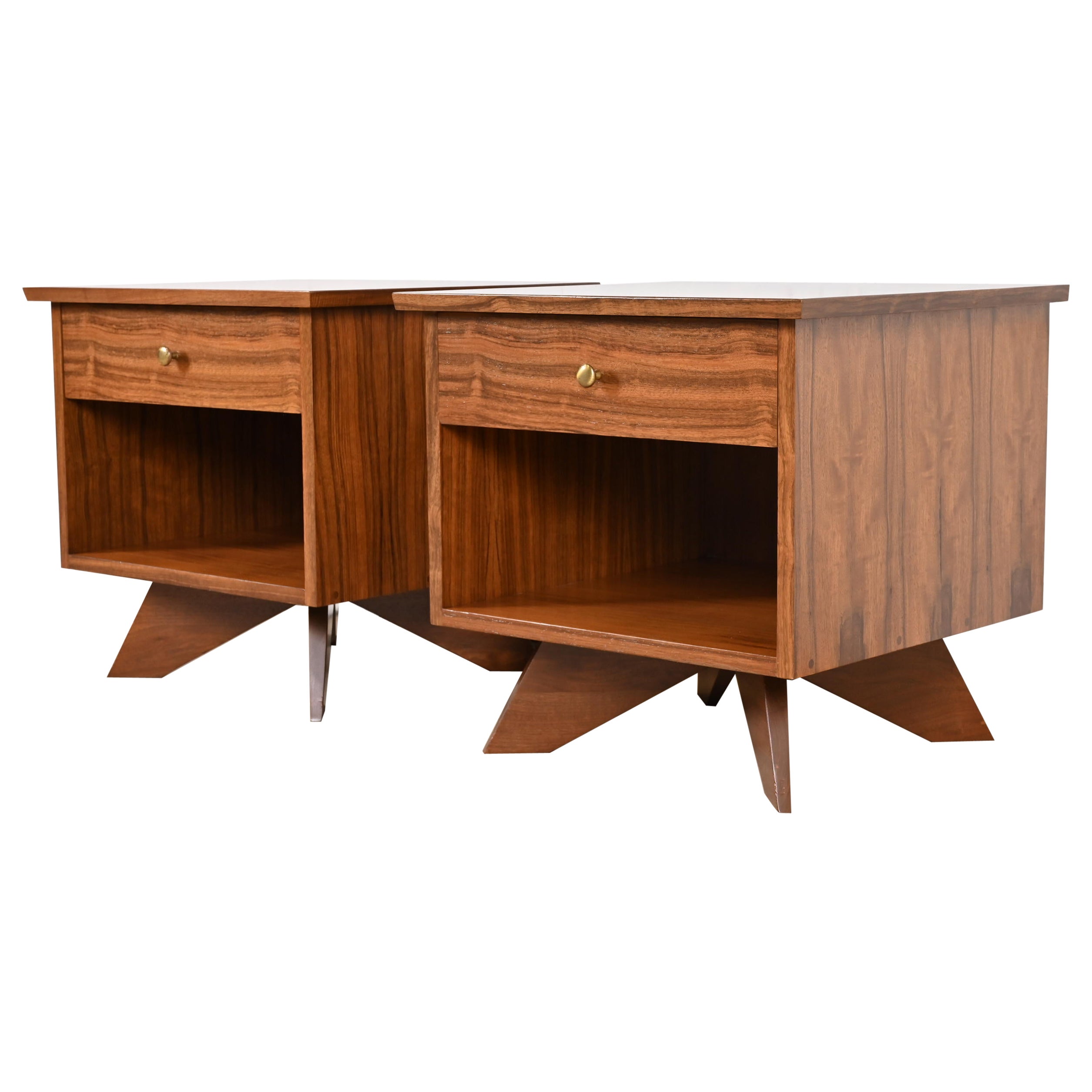 George Nakashima East Indian Laurel Wood Nightstands for Widdicomb, Restored